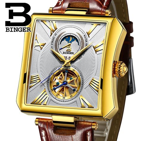 Binger Swiss Square Tourbillon Mechanical Mens Watch B 5071 Binger Store