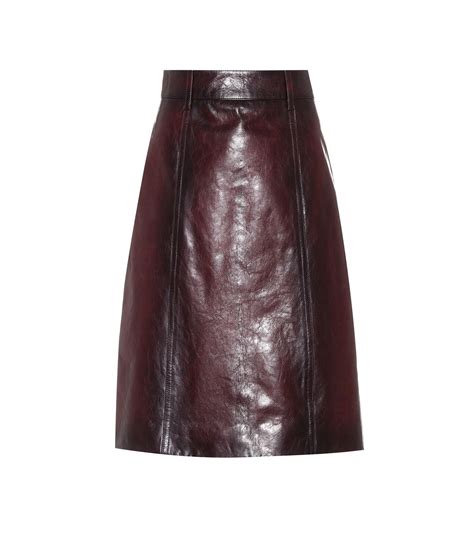 Lyst Prada Leather Skirt In Brown