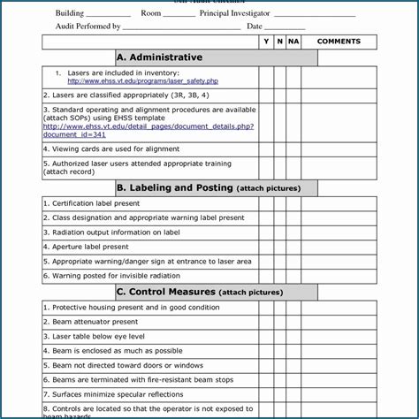 Free Printable Audit Checklist Template