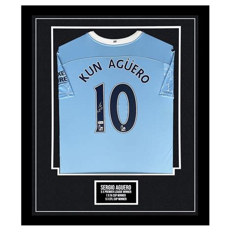 Signed Sergio Aguero Framed Shirt Manchester City Honours