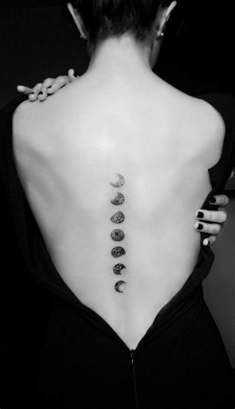 Spine Tattoo Moon Phases Floral Tattoo Back Tattoo Tatuagem Tatuagem