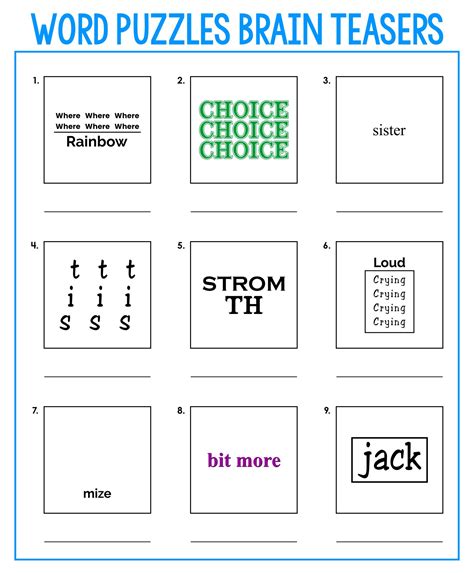 free printable brain teasers choose the puzzles to add to your worksheet top area