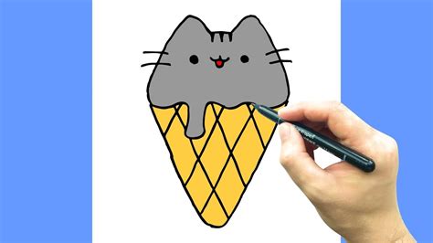 How To Draw Pusheen Ice Cream Emoji Youtube