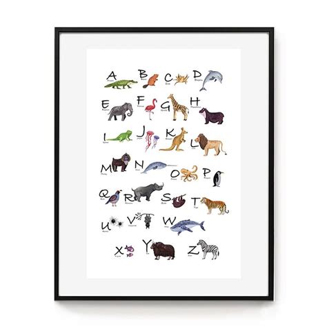 Animal Alphabet Poster On Archival Fine Art Paper Or Canvas Animal