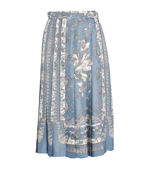 Pucci Blue Silk Pleated Skirt Harrods Uk
