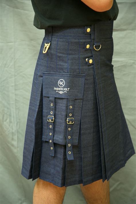 Buy Fashion Denim Kilt Classic Denim Utility Kilt Top Kilt