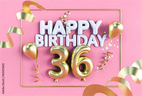 Happy Birthday 36 In Gold Auf Rosa Stock Illustration Adobe Stock