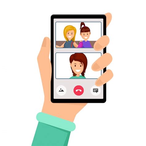 Appel Vidéo Conversation Entre Amies Vecteur Premium