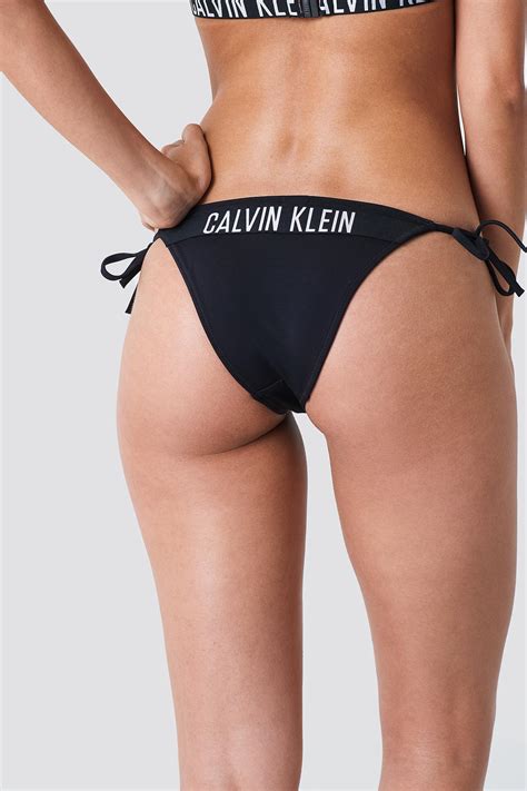Calvin Klein Synthetic Cheeky String Side Tie Bikini Panties Black Lyst