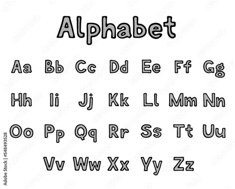 Vecteur Stock Alphabet Of English Letters Black And White Doodles