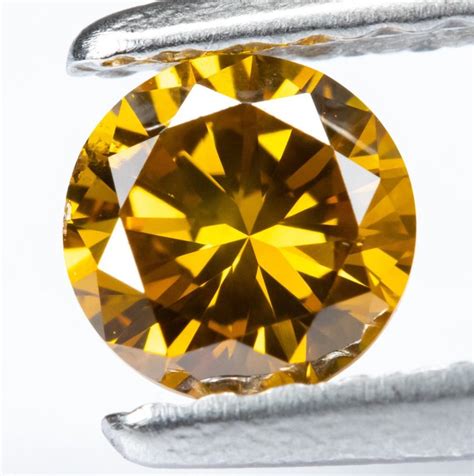 Diamant 032 Ct Orange Jaunâtre Vif Fantaisie Naturelle Catawiki