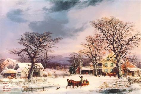 Winter Landcsape Scene After George Durrie No1 L A S Digital Art By