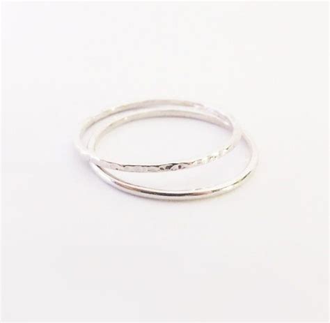 Set Of 2 Thin Rings Delicate Rings Super Thin 925 Sterling Silver