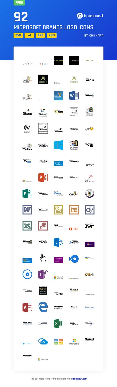 Microsoft Brands Logo Free Icon Pack 92 Flat Icons Logo Branding