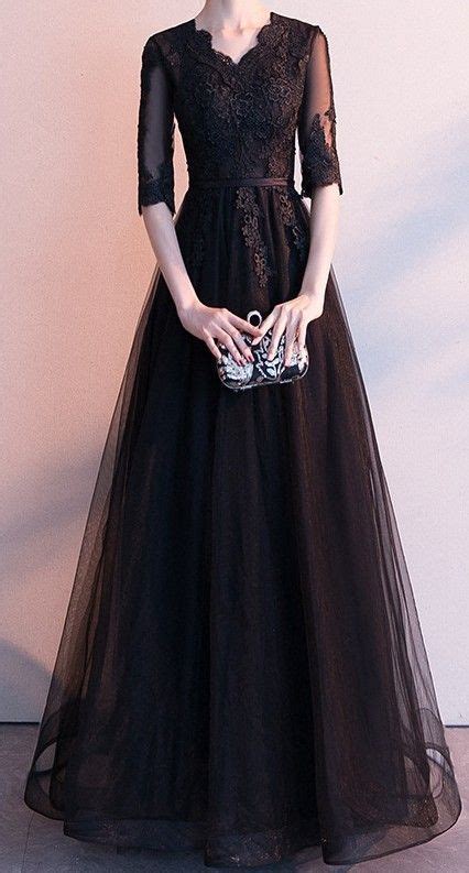 Black Simple Gown With Sleeves In 2021 Long Black Dress Formal