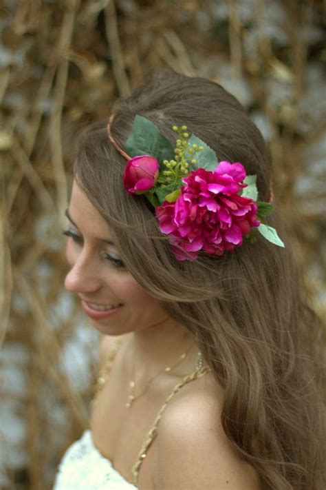 Flower Crown Silk Flower Crown Peony Flower Crown Pink Etsy Flower