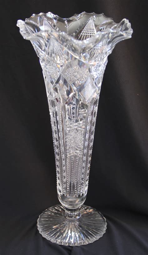 American Brilliant Cut Glass 15 34 Vase Signed Libbey In 67 Pattern