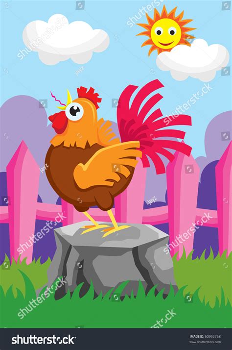 Morning Rooster Stock Vector Illustration 60992758 Shutterstock