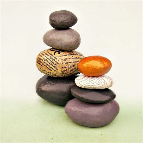 Paper Mache Rock Stack Cairn Sculpture Decor Water Created By Renée