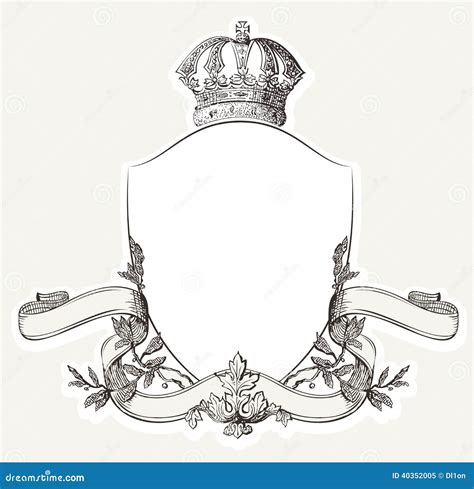 Vintage Royal Crest With Shield Crown And Banne Stock Vector