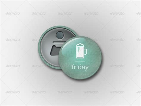 Bottle Opener Button Badge Mockup by zarins | GraphicRiver