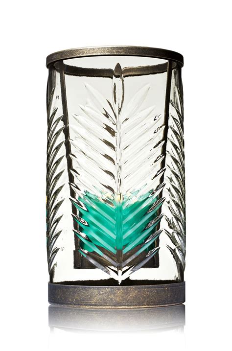 Palm Leaf Etched Hurricane 3 Wick Candle Luminary Home Fragrance