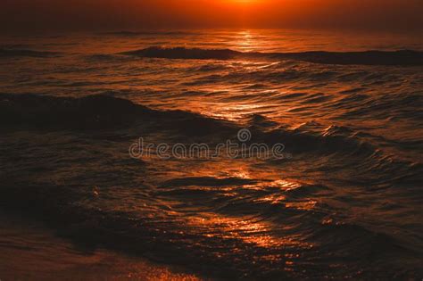 Beatiful Red Sunset Over Sea Surface Stock Image Image Of Coast