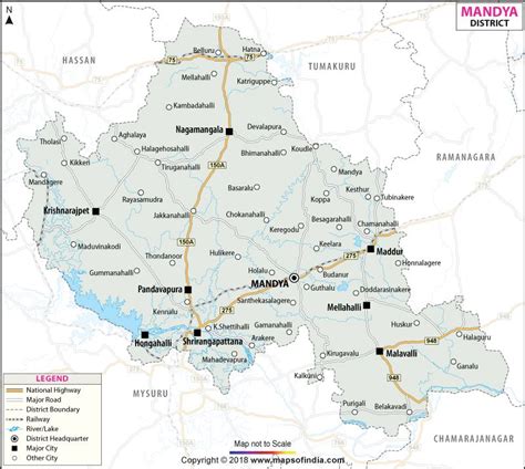 District Map Of Mandya Showing Major Roads District Boundaries