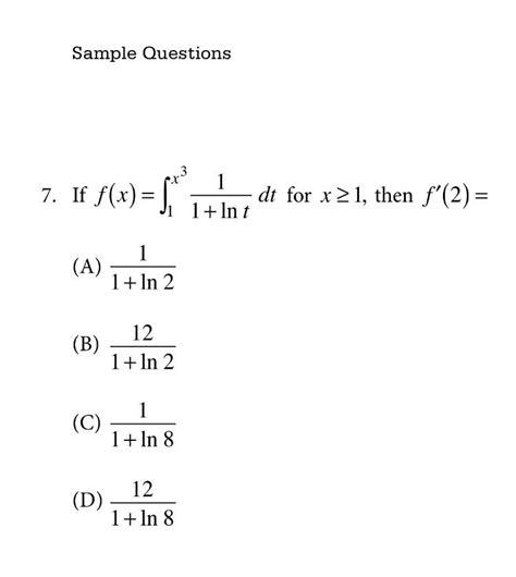 Ap Calculus Exam Practice Question About Differentiating An Integral