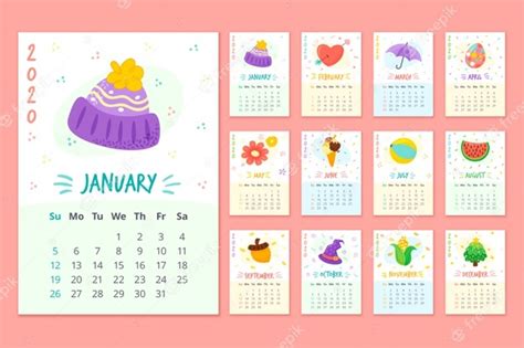 Colorful Monthly Schedule Calendar Vector Free Download