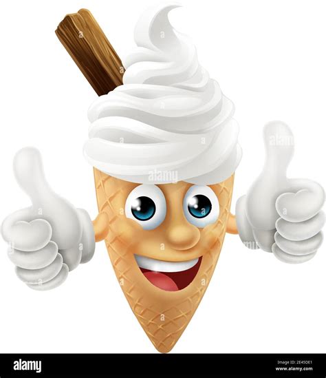 Ice Cream Cone Cartoon Character Mascot Thumbs Up Stock Vector Image