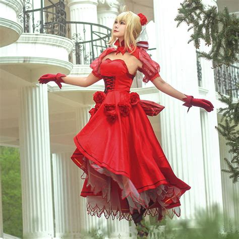 Uwowo Idol Emperor Nero Fate Extra Cosplay Saber Nero Cosplay Anime Fate Extra Costume Red Dress