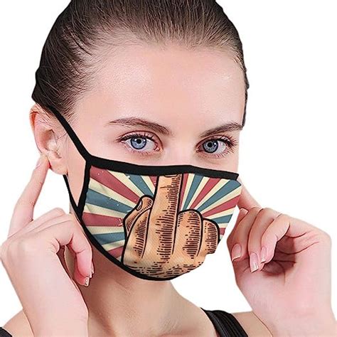 Txregxy Reusable Face Mouth Mask Middle Finger Sign Fuck