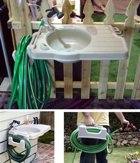 It also provides you with additional room for your work. Outdoor Sink with Detatchable Hose Reel Mounting Hardware ...