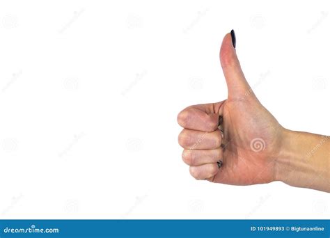 Female Hand Showing Thumb Up Ok All Right Victory Hand Sign Gesture