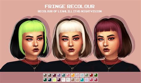 Fringe Recolour ☾ Sims 4 Sims Half And Half Hair