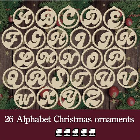 Alphabet Christmas Ornaments Laser Cut Files 26 Initials As Etsy
