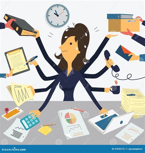 Very Busy Businesswoman Stock Vector Image 47855721