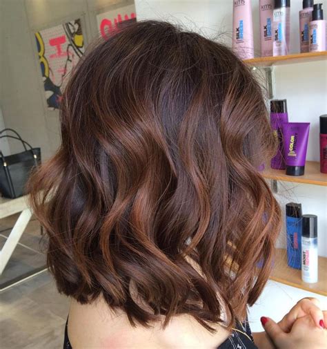 Brown Bob With Subtle Caramel Balayage Brown Hair With Highlights