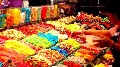 Sweet Candy Market In Barcelona Youtube