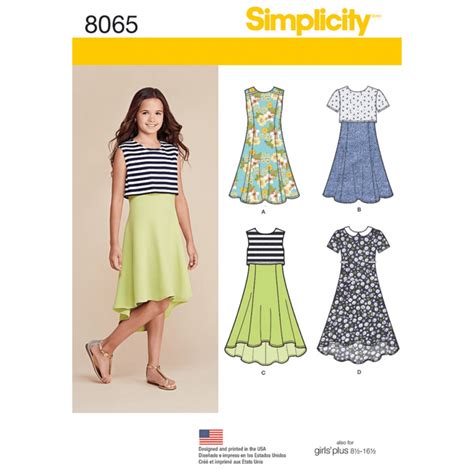 Girls And Girls Plus Flare Or Popover Dress Simplicity Sewing Pat