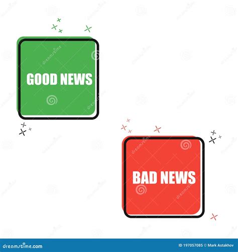 Good News Bad News Banner Isolated Illustration Stock Vector