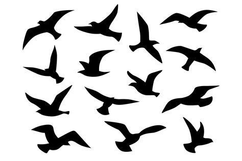 Bird Silhouettes Flying Birds Flock Black Drawing Flight R 1012567