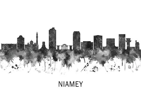 Niamey Niger Skyline Bw Mixed Media By Nextway Art Fine Art America