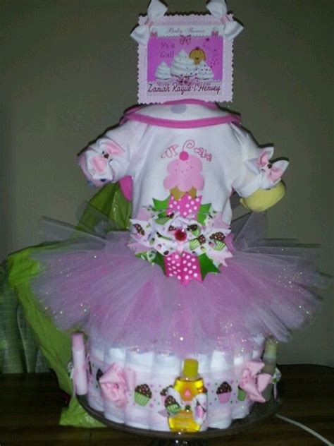Tutu And Cupcake Theme Diaper Cake Baby Shower Parties Baby Shower