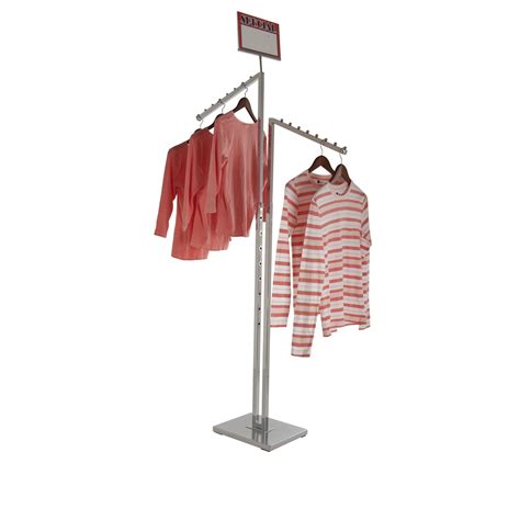 2 Way Clothing Rack With Two Slanted Display Arms Chrome