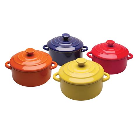 Choose from glass or stainless steel designs, or go for ceramic and cast iron options that spread heat quickly. Multi Colored Mini Casserole Dishes - Set of Four - 8 oz ...