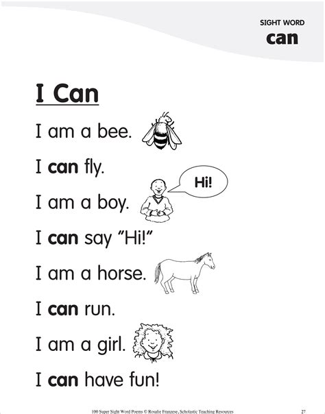 Sight Word Can Worksheet