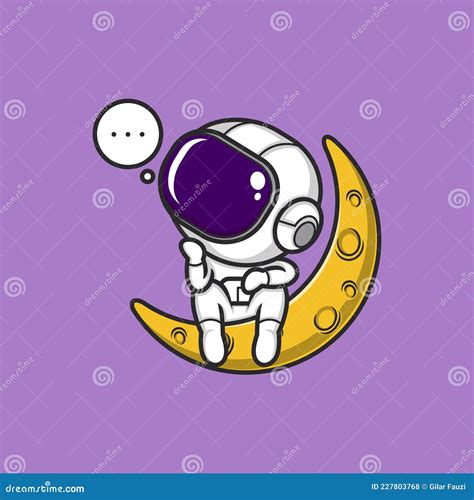 Cartoon Cute Astronaut Moon Stock Vector Illustration Of Science