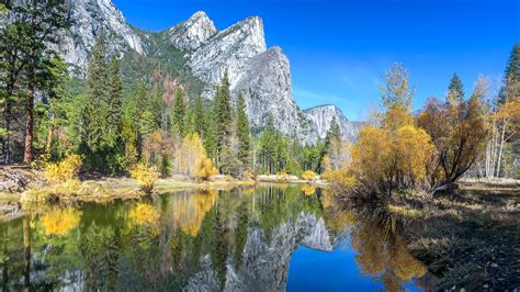 Picture Yosemite Usa Nature Autumn Mountain Park Lake 2560x1440